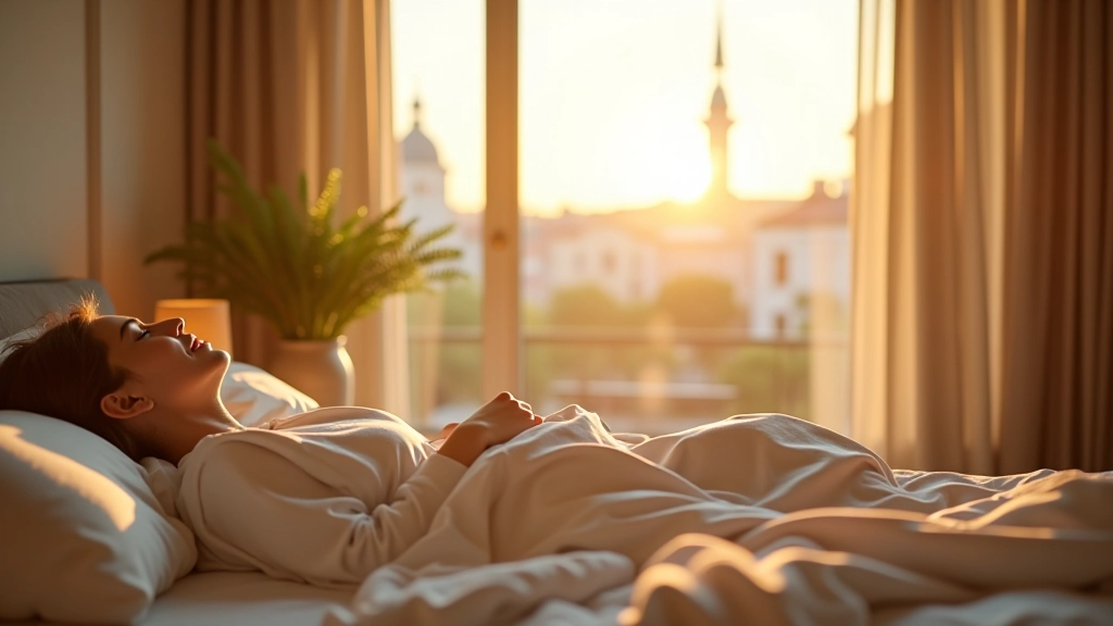 Persona che si ritrova al mattino in un appartamento italiano luminoso con vista sulla città