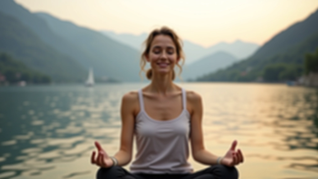 Pratica di mindfulness mattutina con vista sul lago
